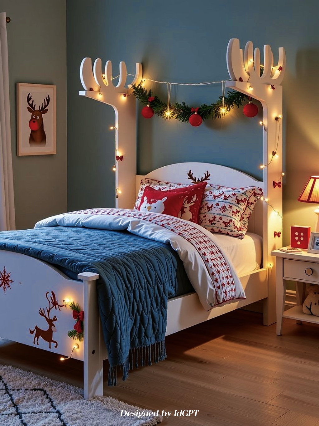 AIGC, AI, Home, Christmas Style Bed，