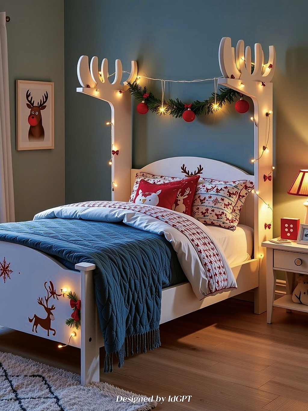 AIGC, AI, Home, Christmas Style Bed，