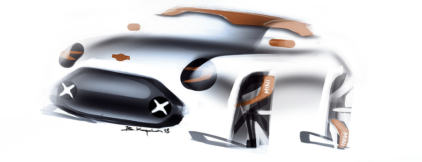 Hand drawn car，draft，Berk Kaplan，MINI LOVE，Hand drawn，