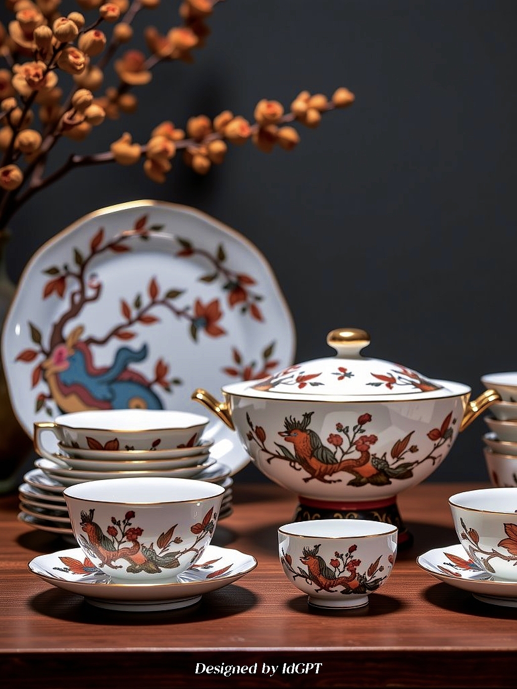 AIGC, AI, home furniture, Chinese style tableware，