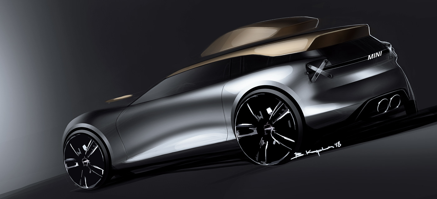 Hand drawn car，draft，Berk Kaplan，MINI LOVE，Hand drawn，