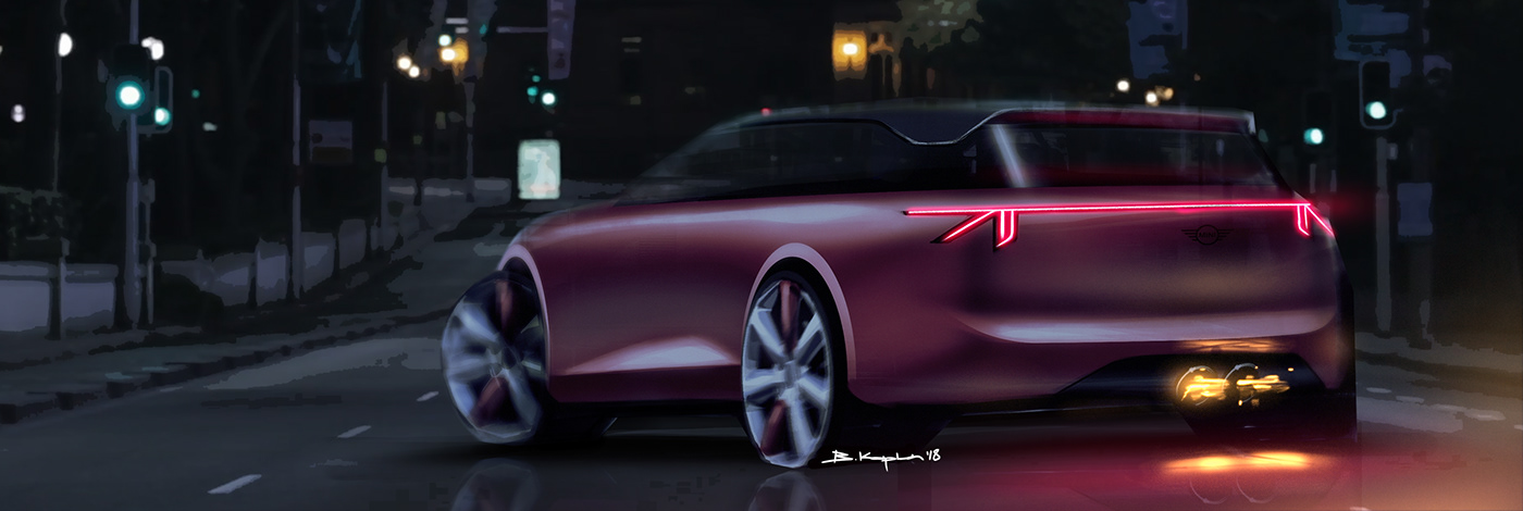 Hand drawn car，draft，Berk Kaplan，MINI LOVE，Hand drawn，