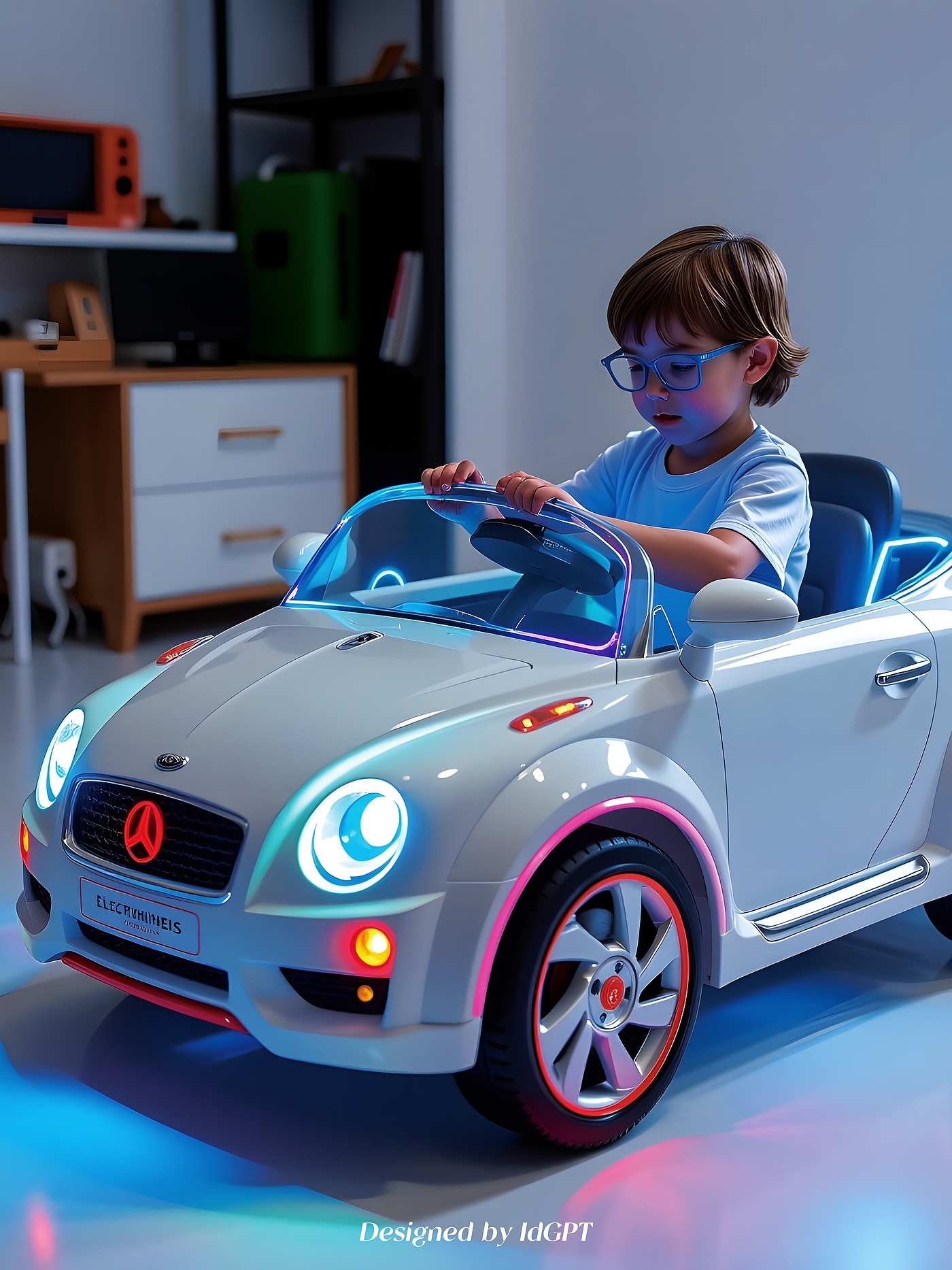 AIGC, AI, digital intelligence, children's cars，