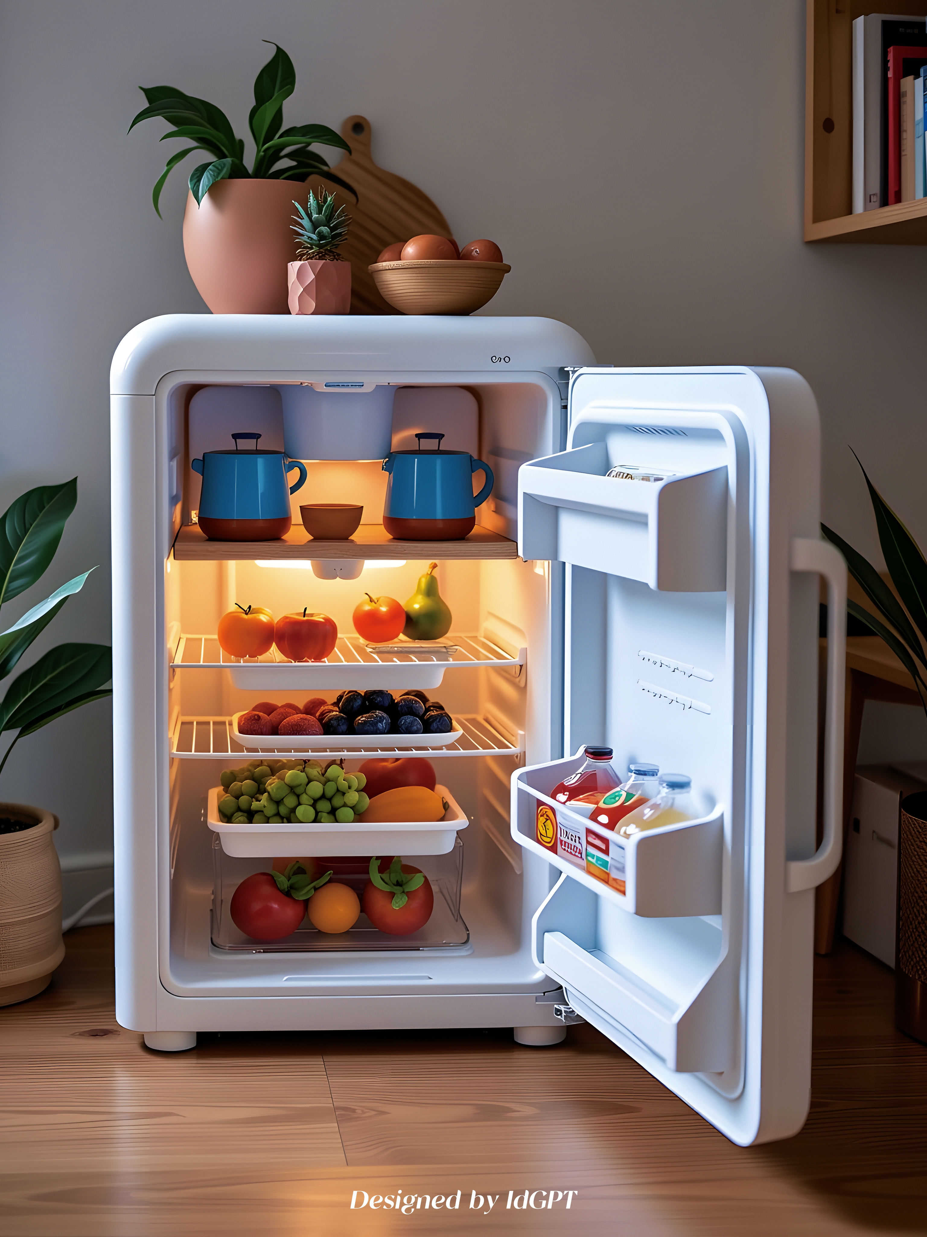 AIGC, AI, home appliances, one-person mini refrigerator，