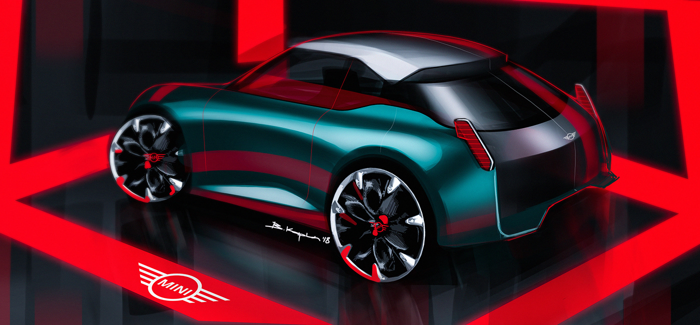 Hand drawn car，draft，Berk Kaplan，MINI LOVE，Hand drawn，