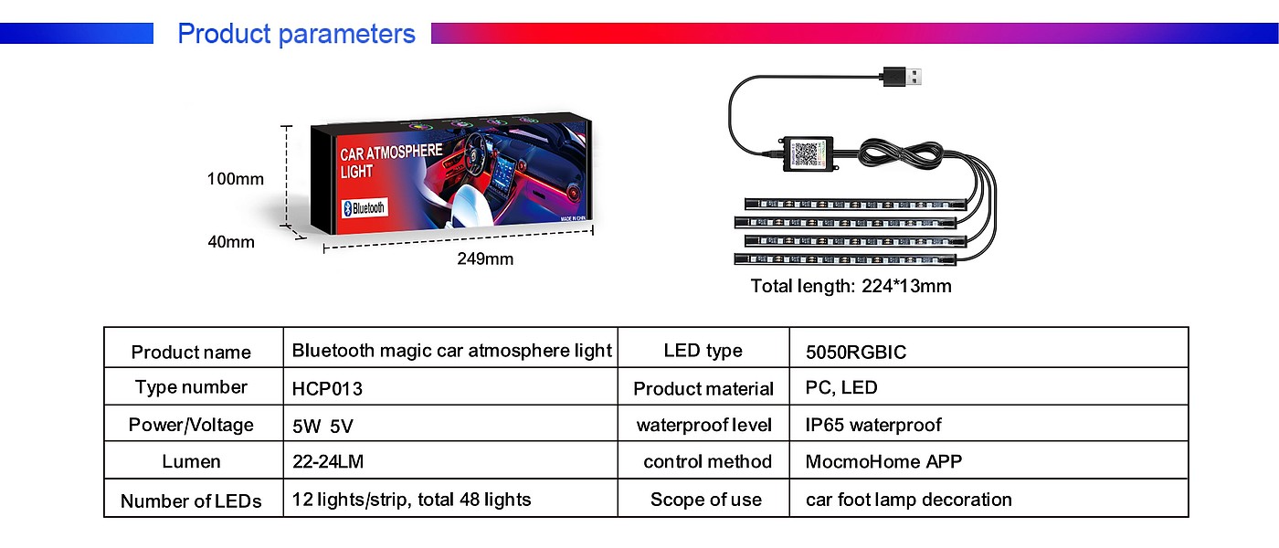 Atmosphere lamp，automobile light strip，