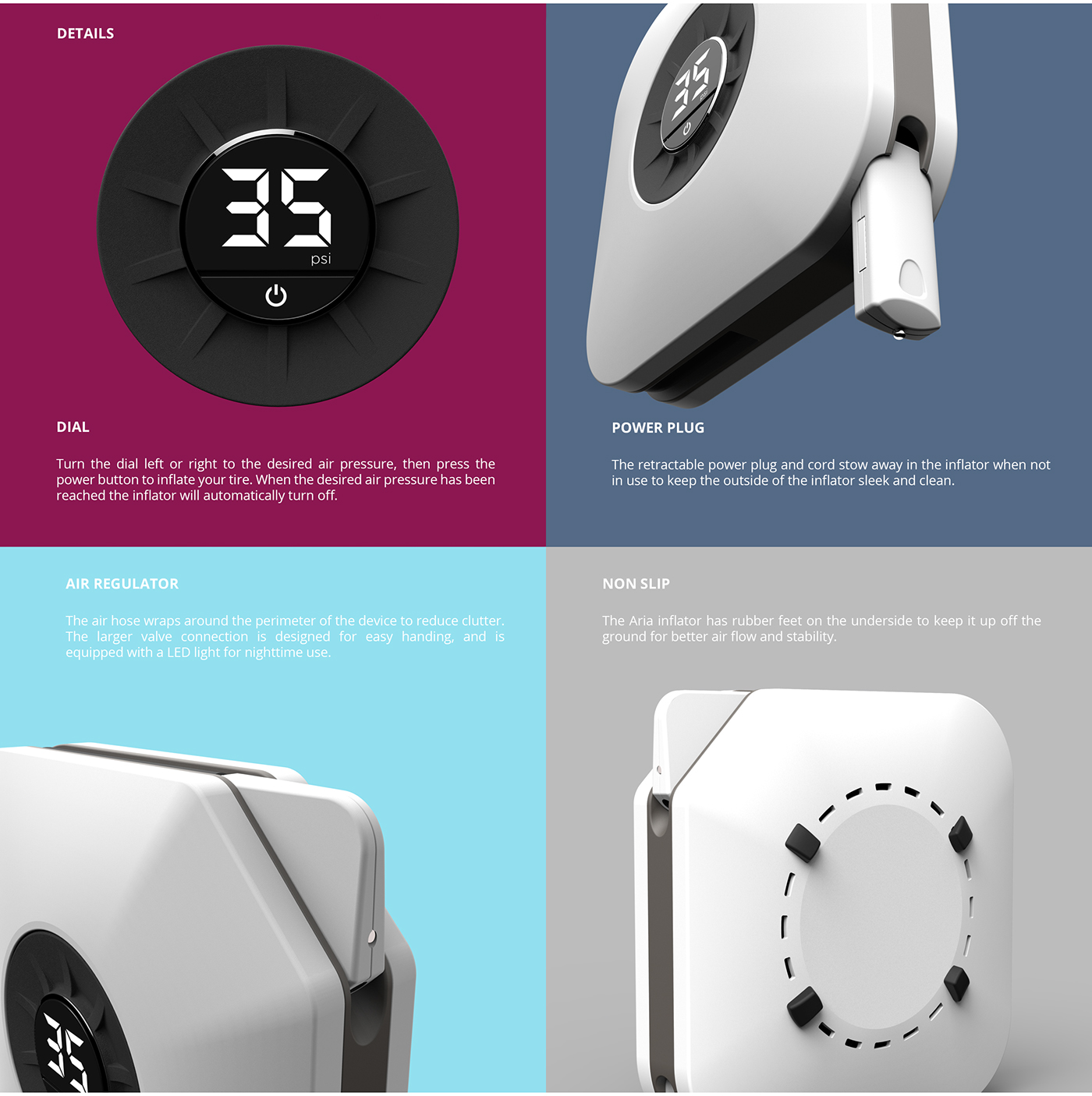 Aria，Tire Inflator，Tud，pressure，Tire inflation，convenient，convenient，Automatic equipment，