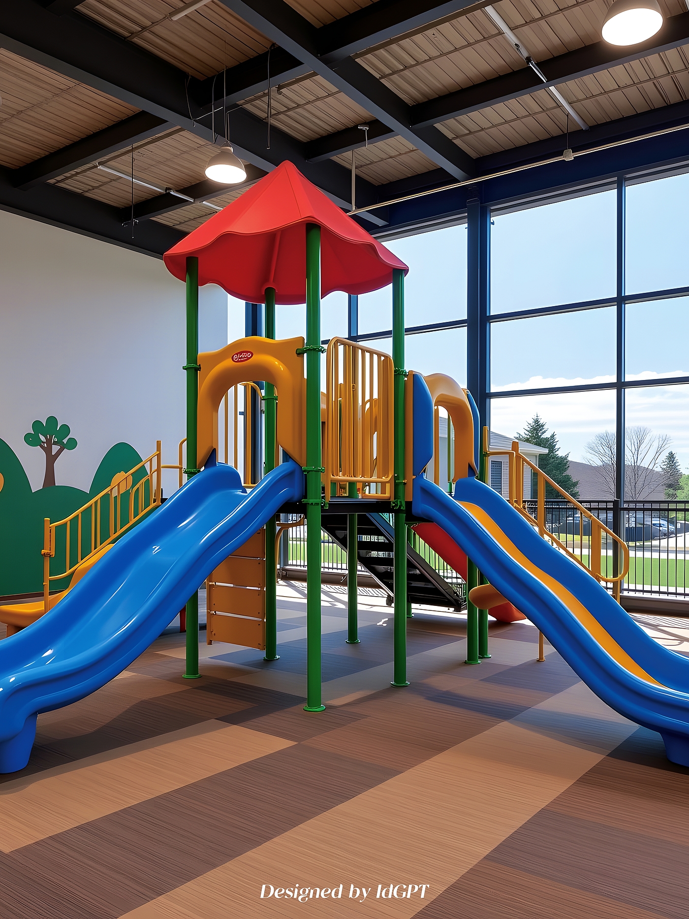 AIGC, AI, Children, Sports Outdoor, Slide，