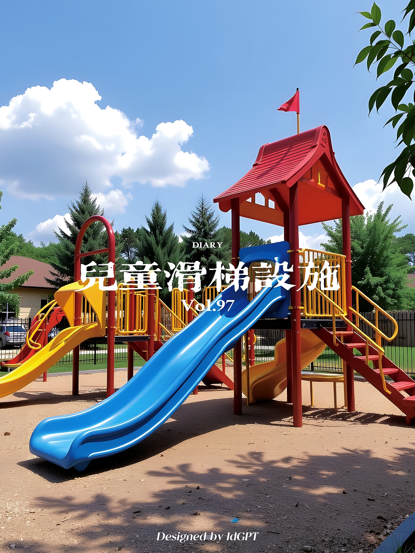 AIGC, AI, Children, Sports Outdoor, Slide，