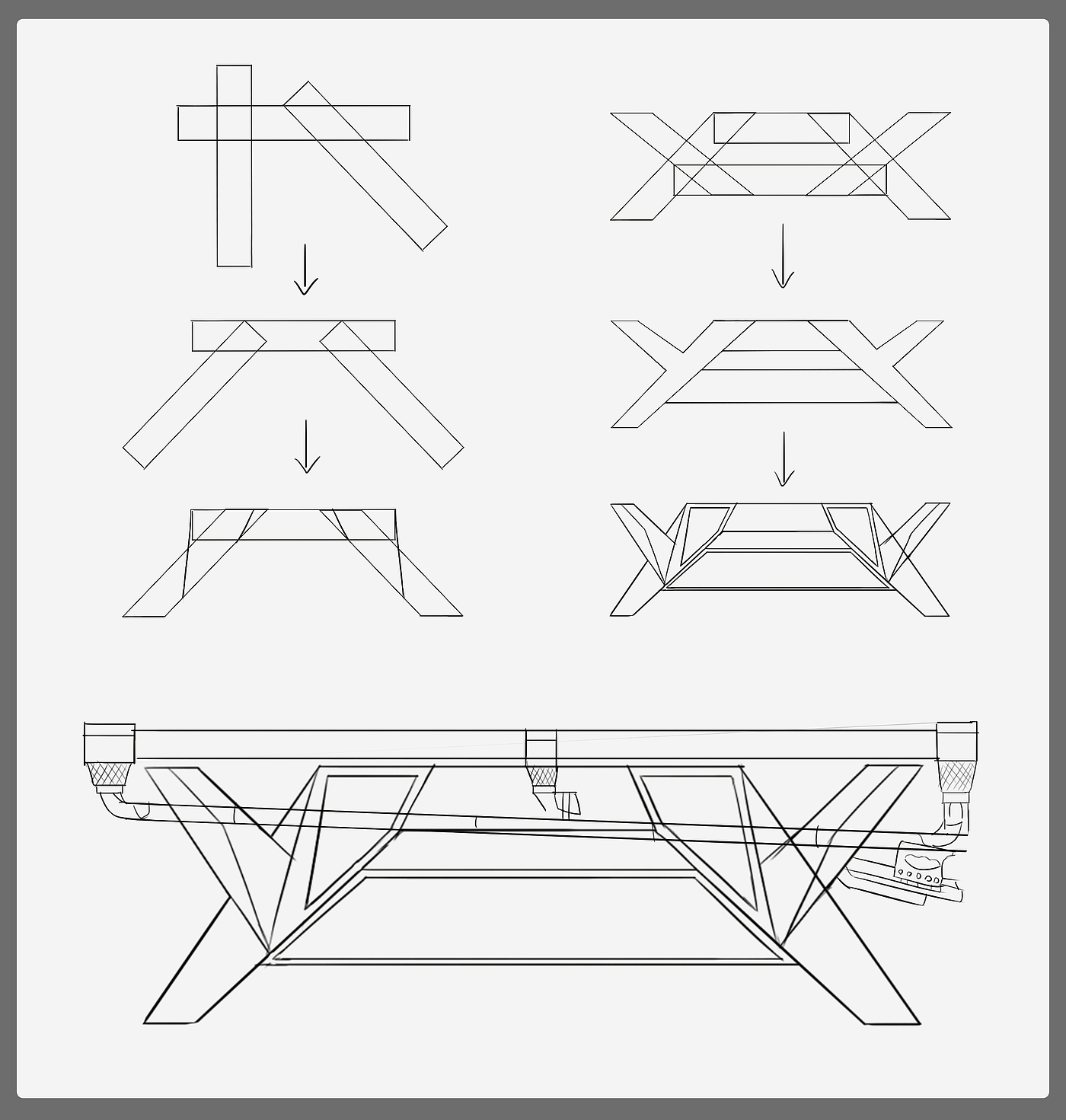 pool table，Appearance and structure design，Metal billiard table，Zhangtuo 1，