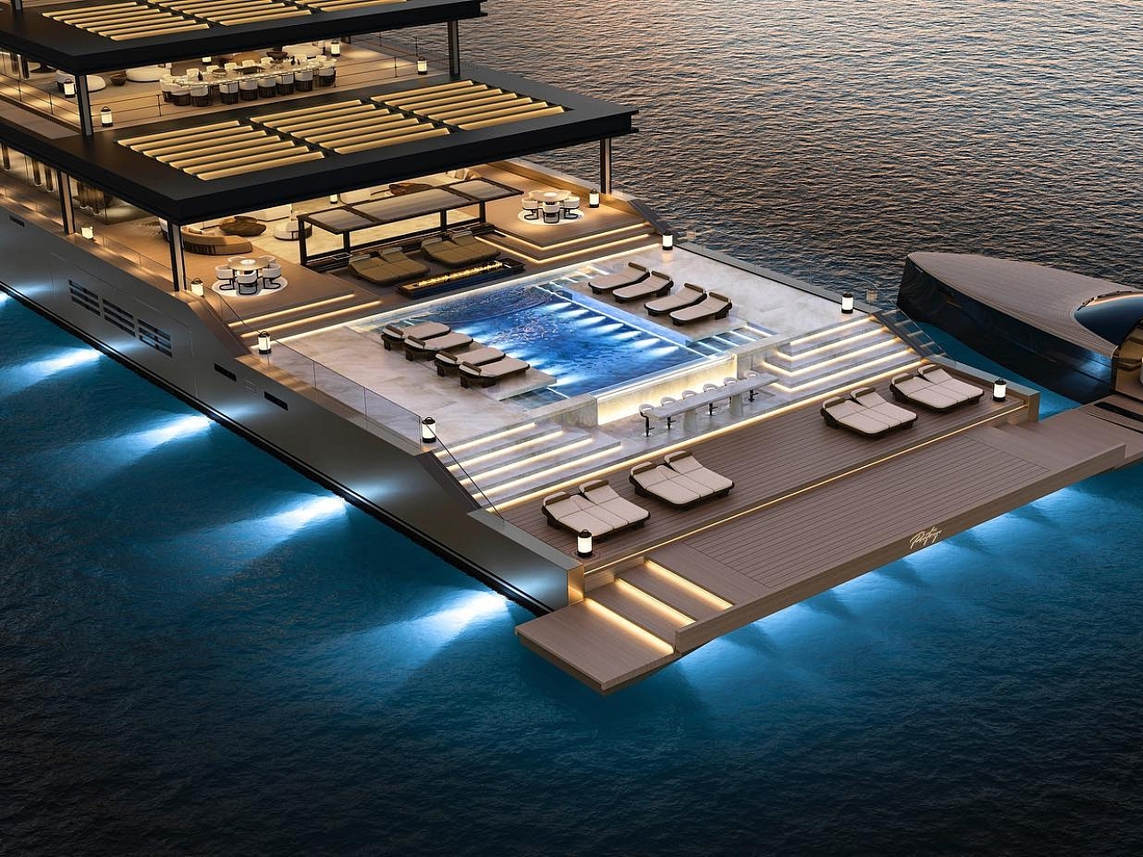 Underwater viewing gallery，Luxury yacht ，INSPIRE，lounge，