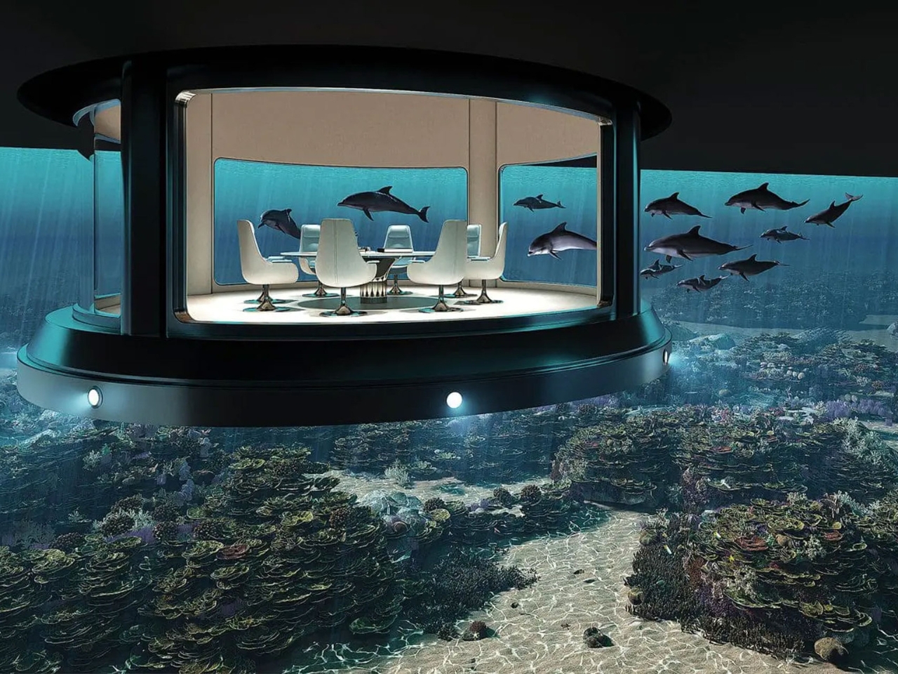 Underwater viewing gallery，Luxury yacht ，INSPIRE，lounge，
