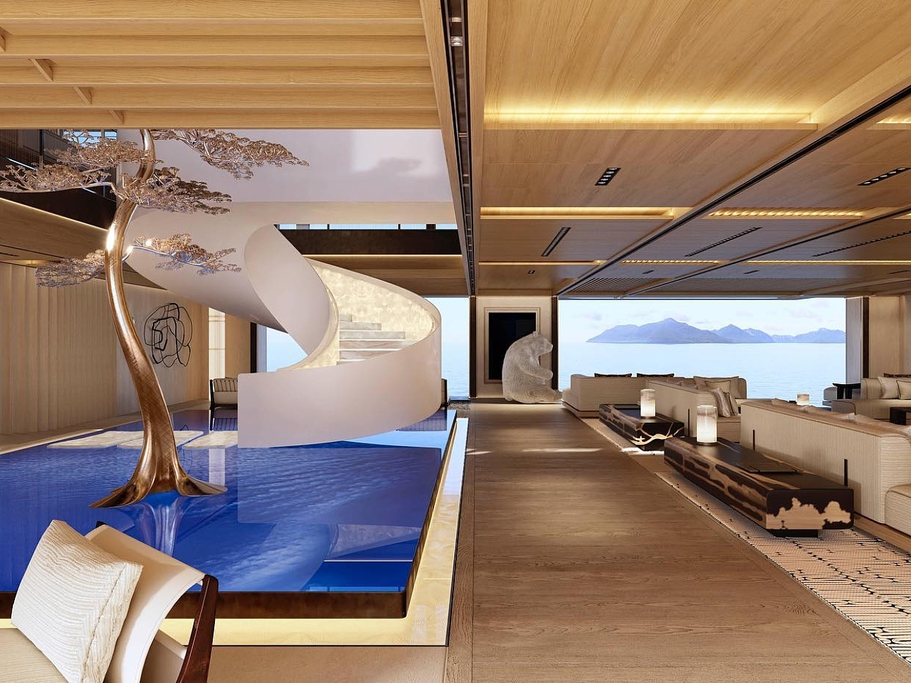 Underwater viewing gallery，Luxury yacht ，INSPIRE，lounge，