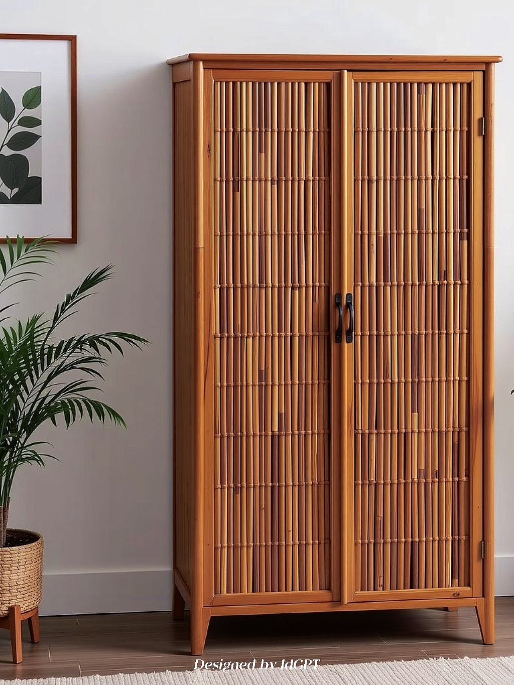 AIGC, AI, Home Furniture, Bamboo Storage Cabinet，