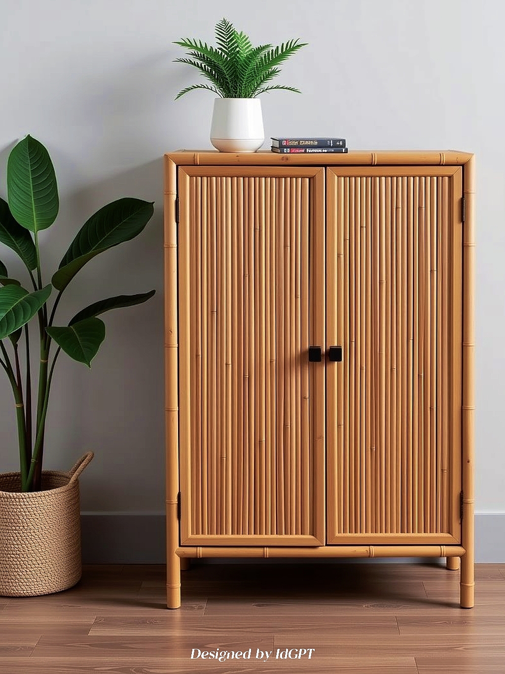 AIGC, AI, Home Furniture, Bamboo Storage Cabinet，