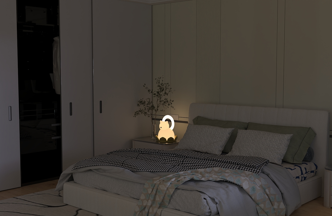 lamp，Bedside lamp，cat，