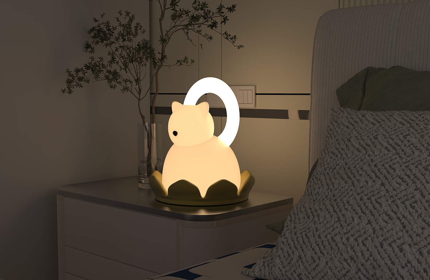 lamp，Bedside lamp，cat，