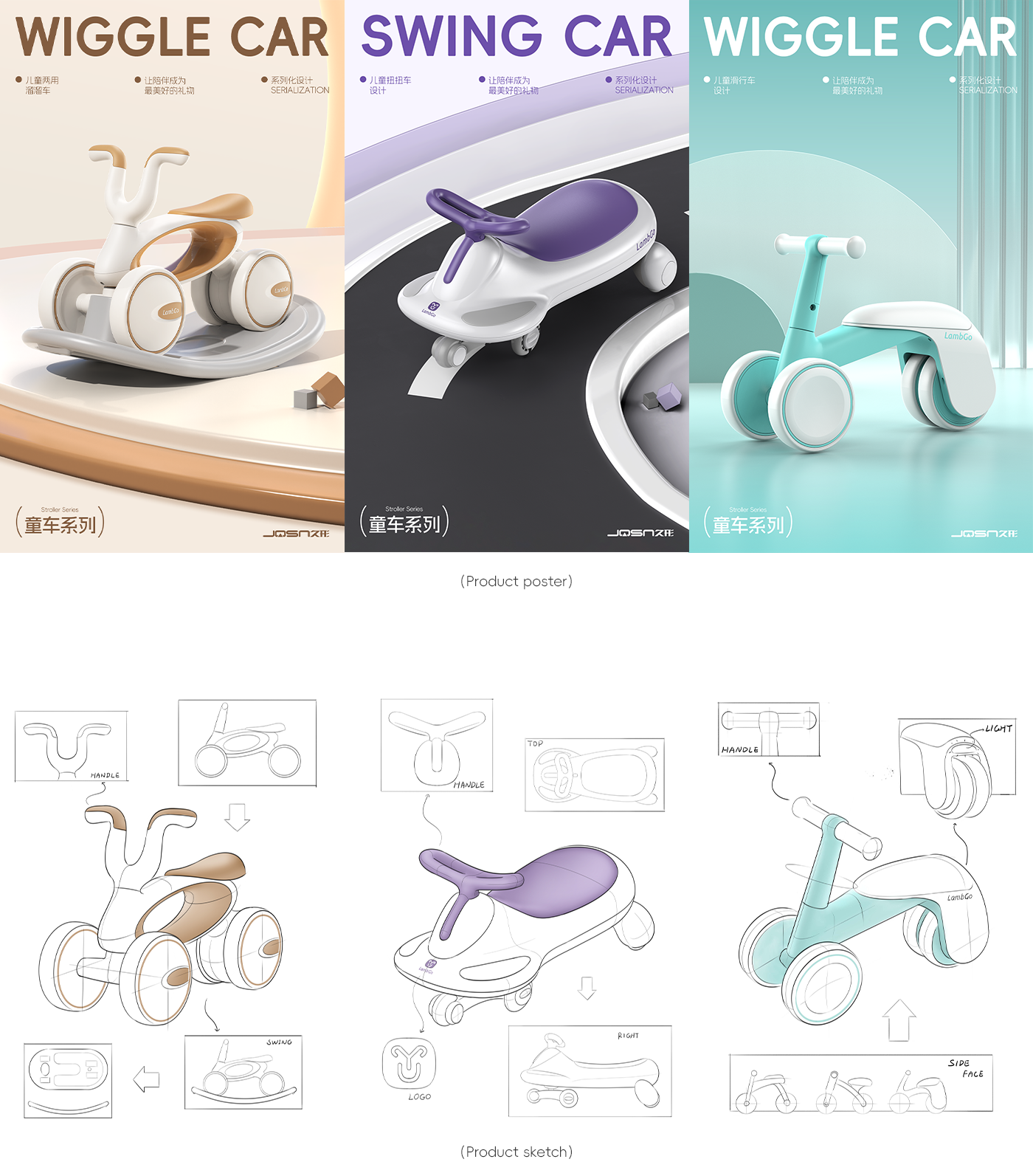 Stroller，swing car，Taxi，Mother and baby，Product animation，Detail page，product design，Toys，
