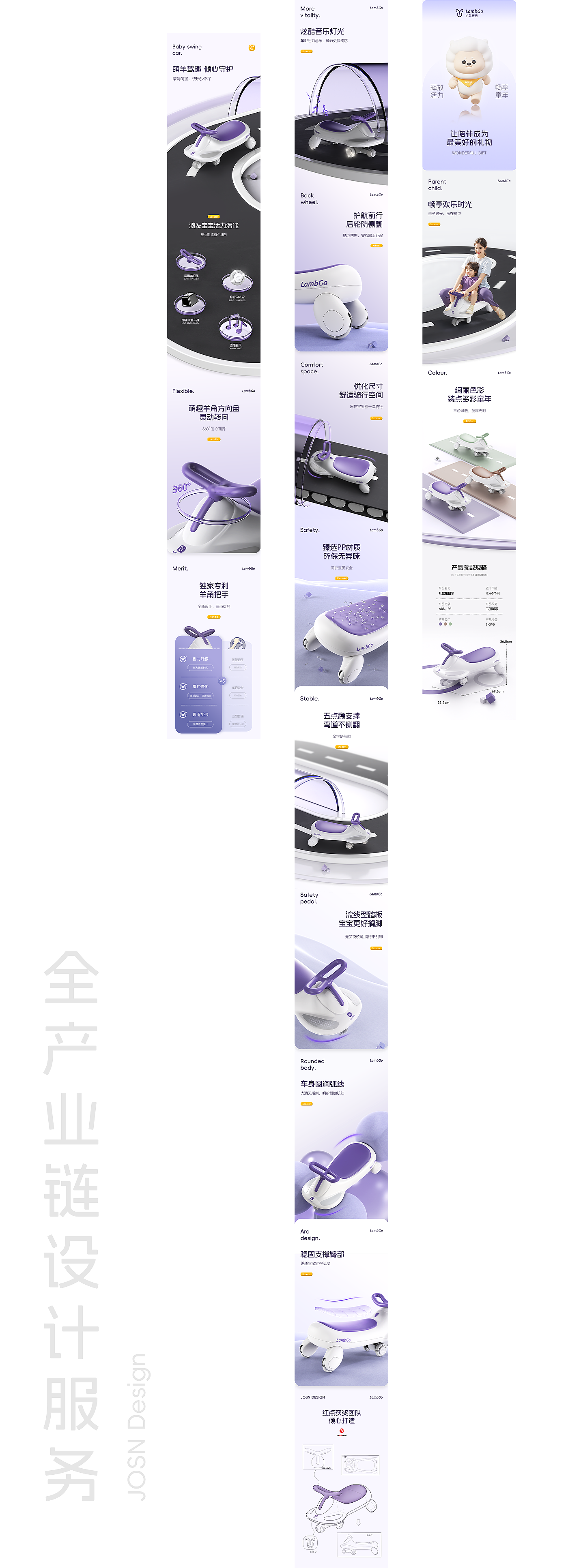 Stroller，swing car，Taxi，Mother and baby，Product animation，Detail page，product design，Toys，