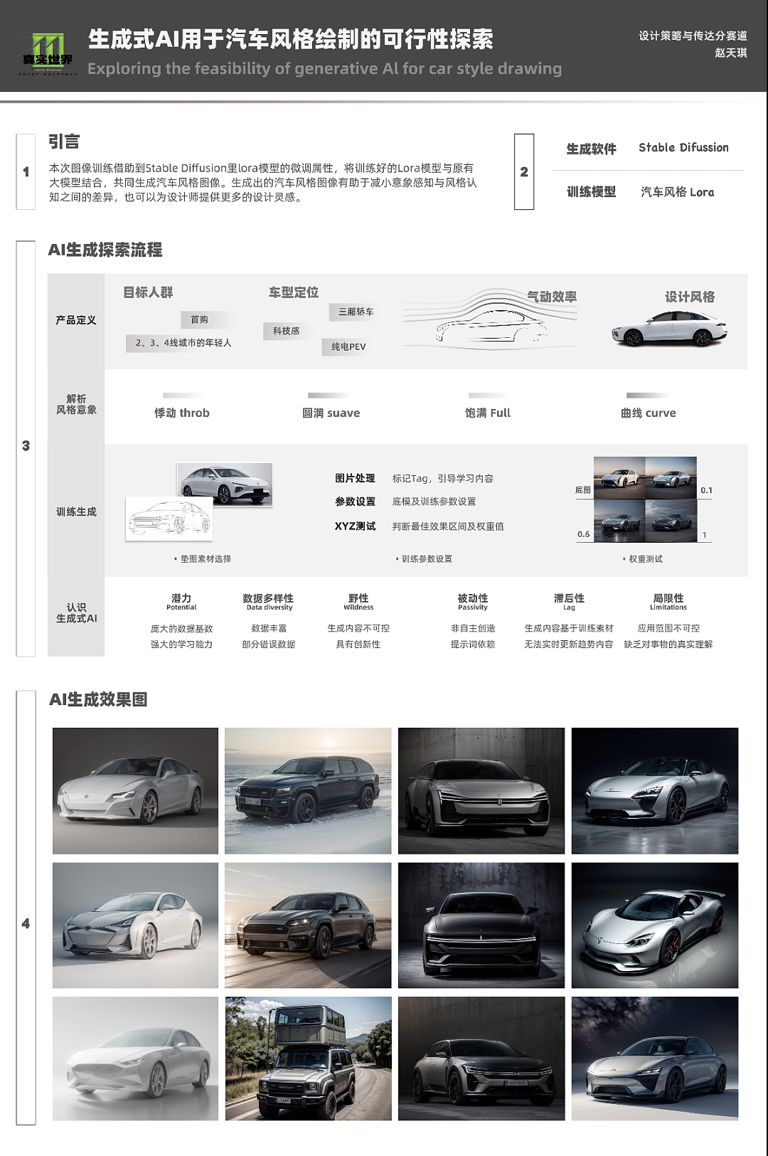 Feasibility of Generating AI for Car Style Drawing，Zhao Tianqi，Brand Research and Design Strategy，The 11th SAIC Design International Challenge，China Sub-track，