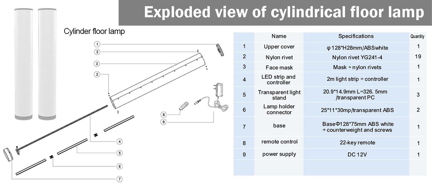 Atmosphere lamp，Floor lamp，gvvoohome，GVVOO HOME:DIY Cylinder Floor Lamp，