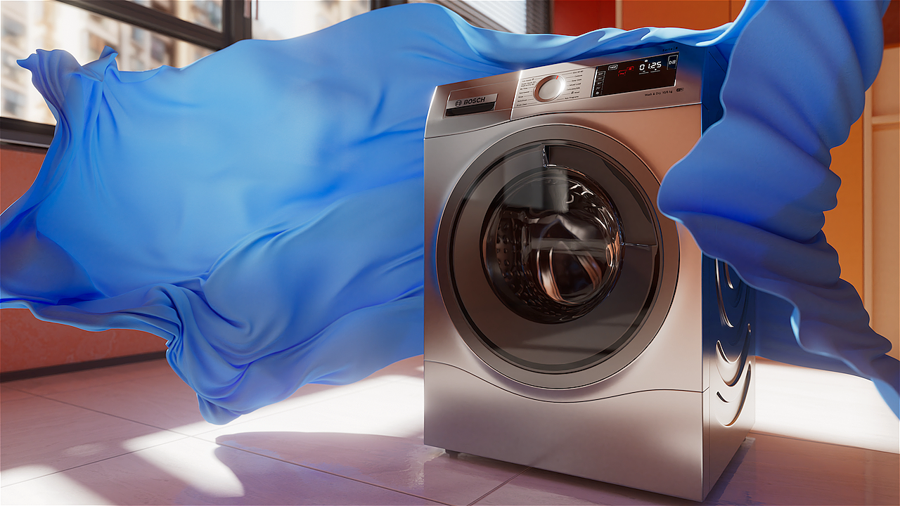 c4d，C4D animation，3D animation，three-dimensional animation，Washing Machine Animation，Washing machine，special effect animation，cloth，