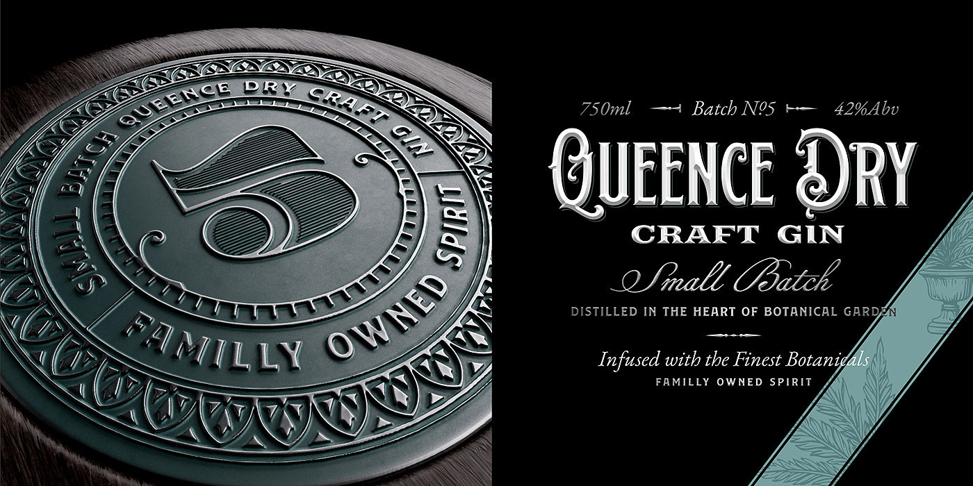 Queence Dry，Craft Gin，Victorian Age，carving，