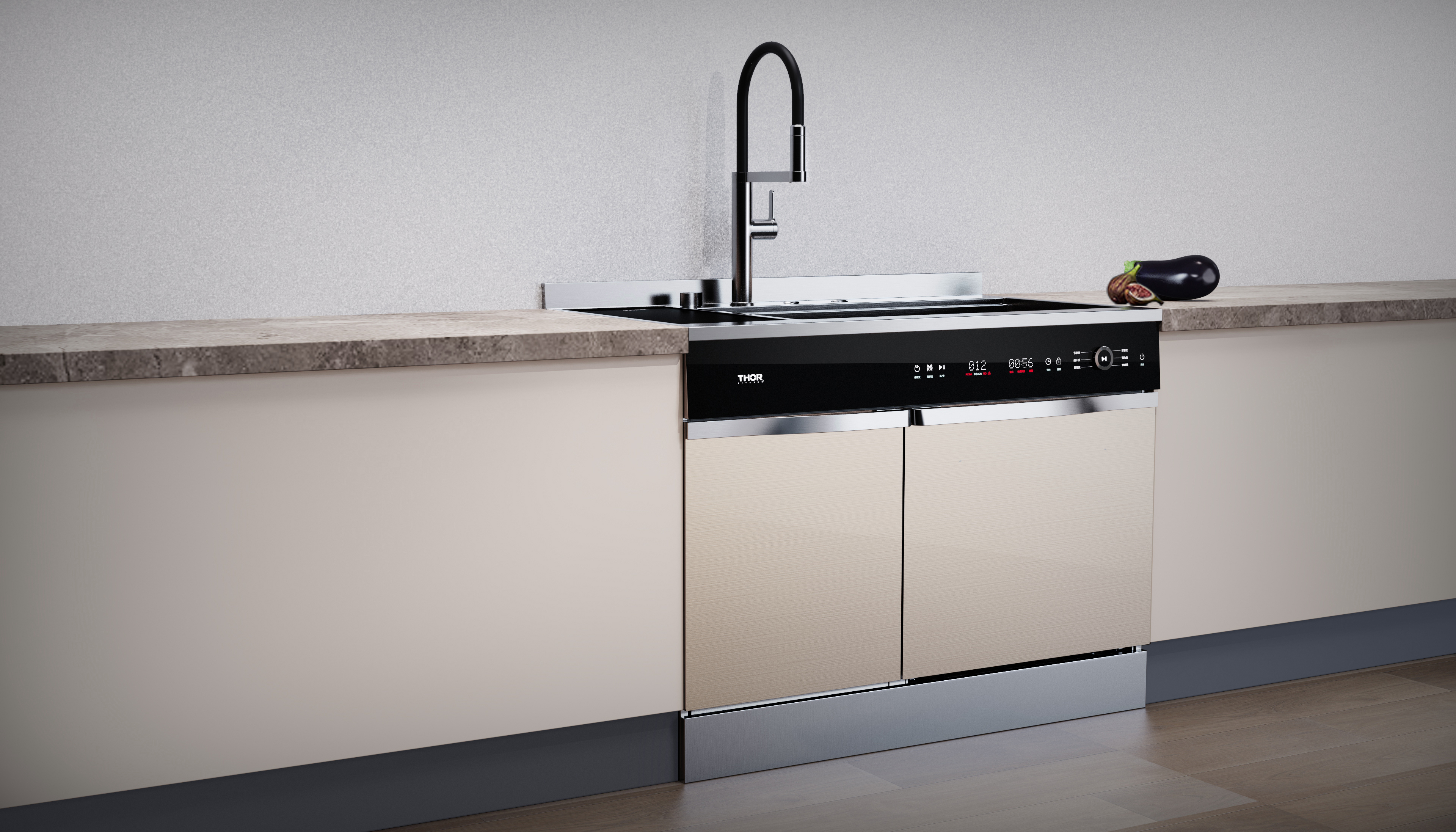 Dishwasher, integrated，Sink, fruit and vegetable cleaning machine，