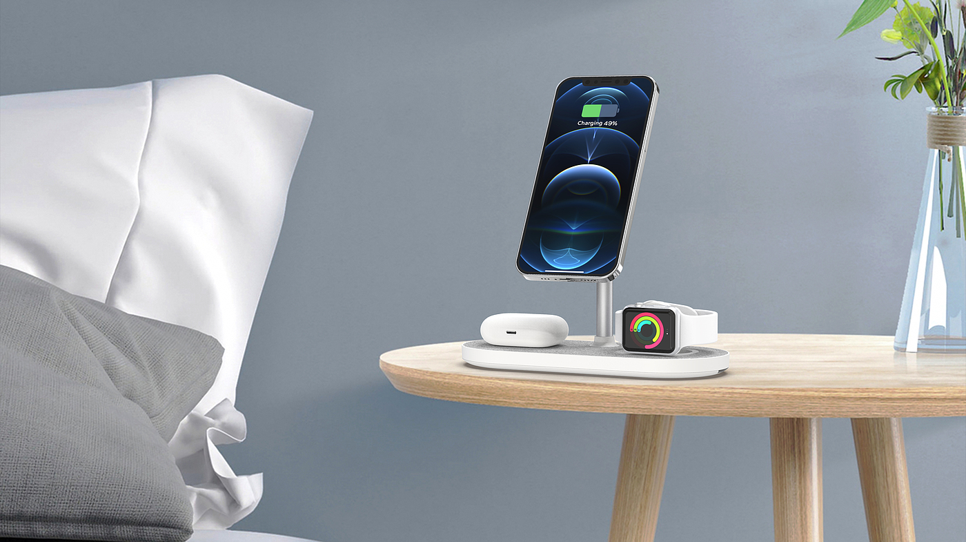 Magnetic three-in-one wireless charging，