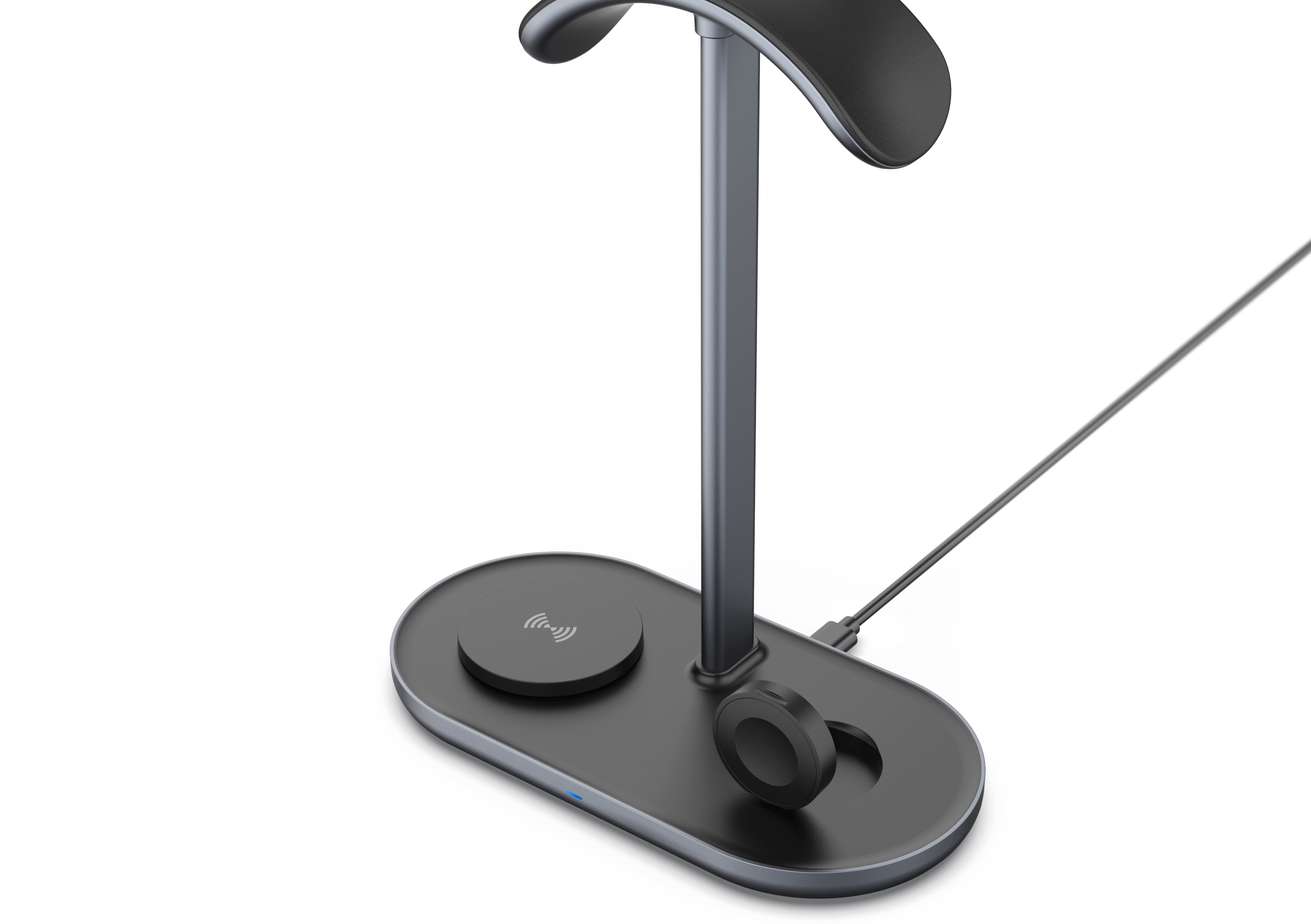 Headset stand with magnetic suction mobile phone wireless charging，headset stand with iphone magnetic suction phone，