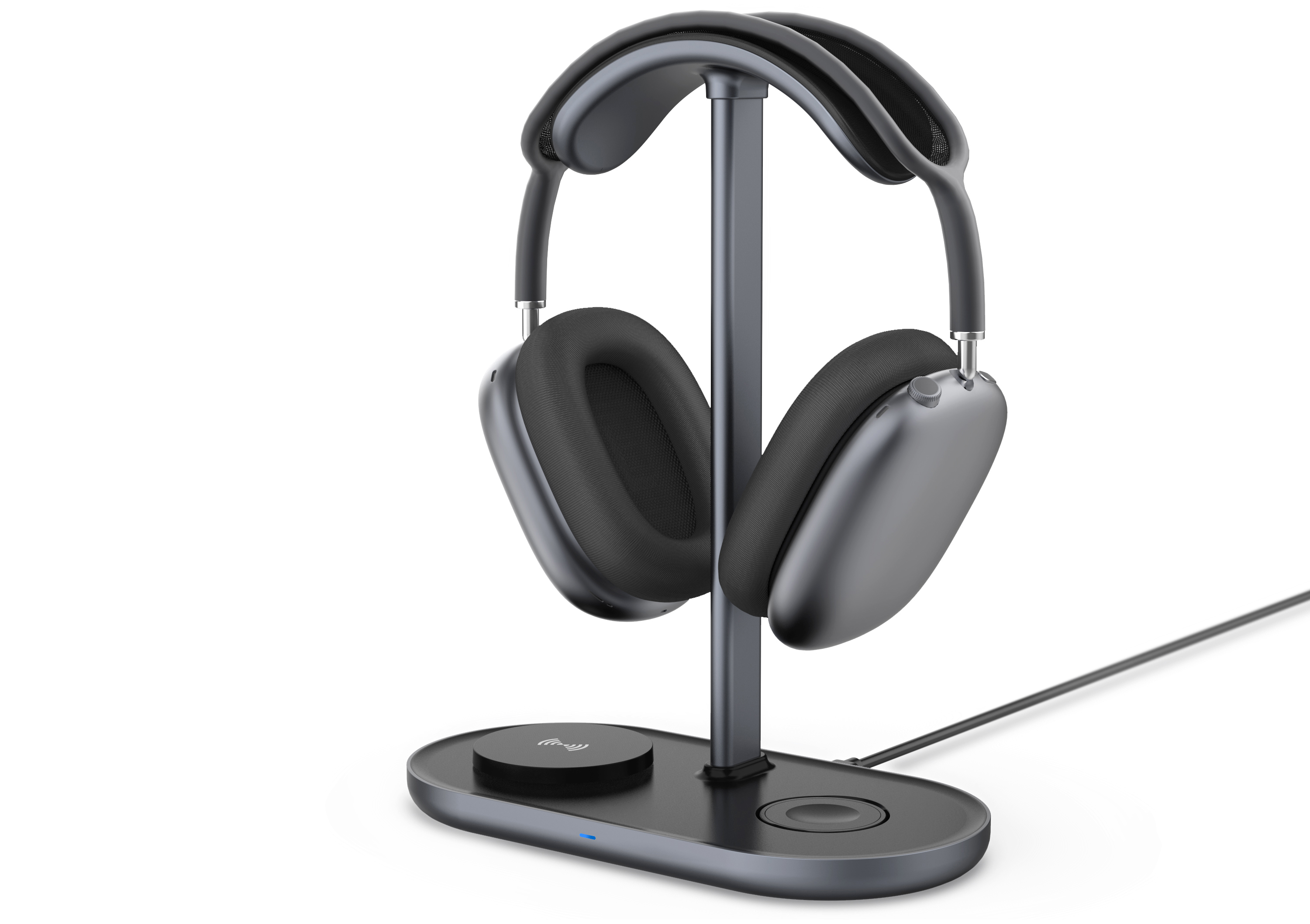 Headset stand with magnetic suction mobile phone wireless charging，headset stand with iphone magnetic suction phone，