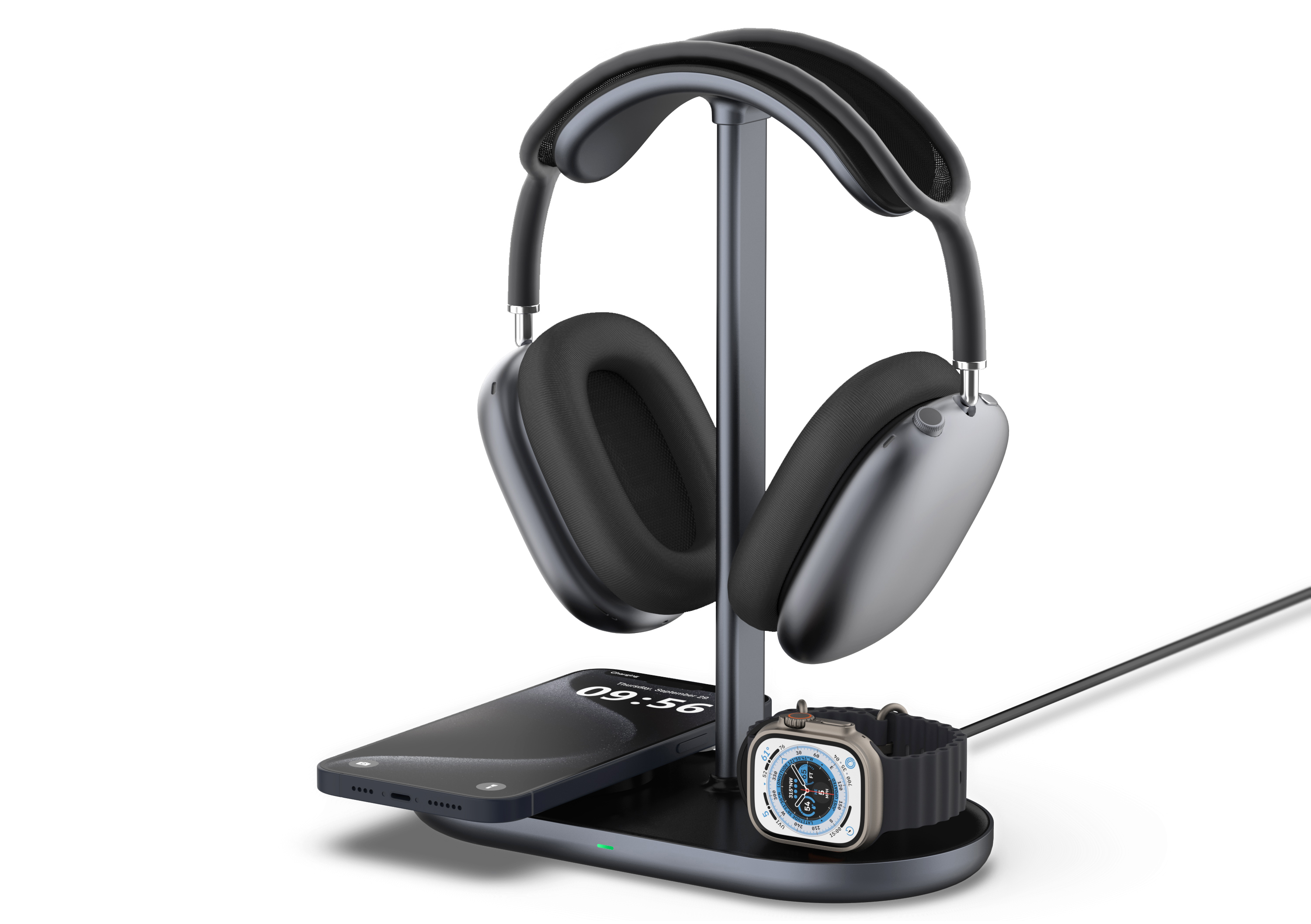 Headset stand with magnetic suction mobile phone wireless charging，headset stand with iphone magnetic suction phone，