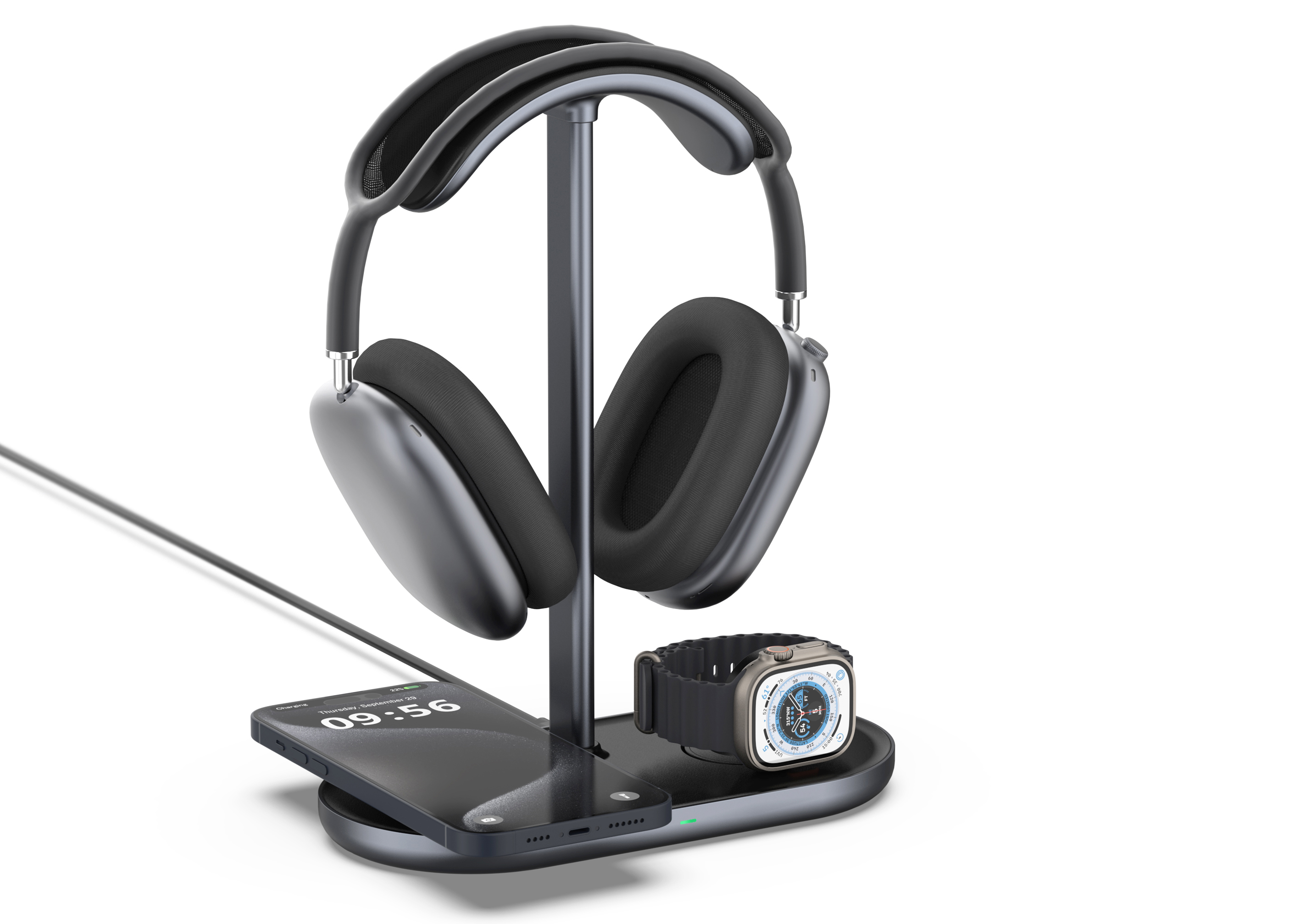 Headset stand with magnetic suction mobile phone wireless charging，headset stand with iphone magnetic suction phone，