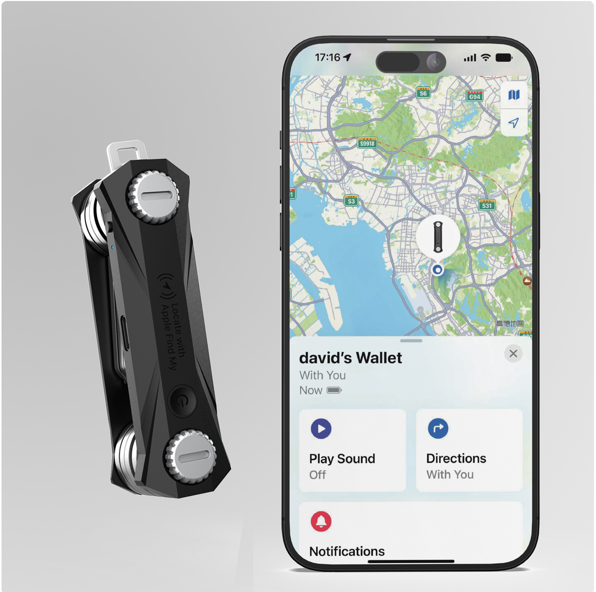 Find My multi-function keychain anti-lost tracking positioning，