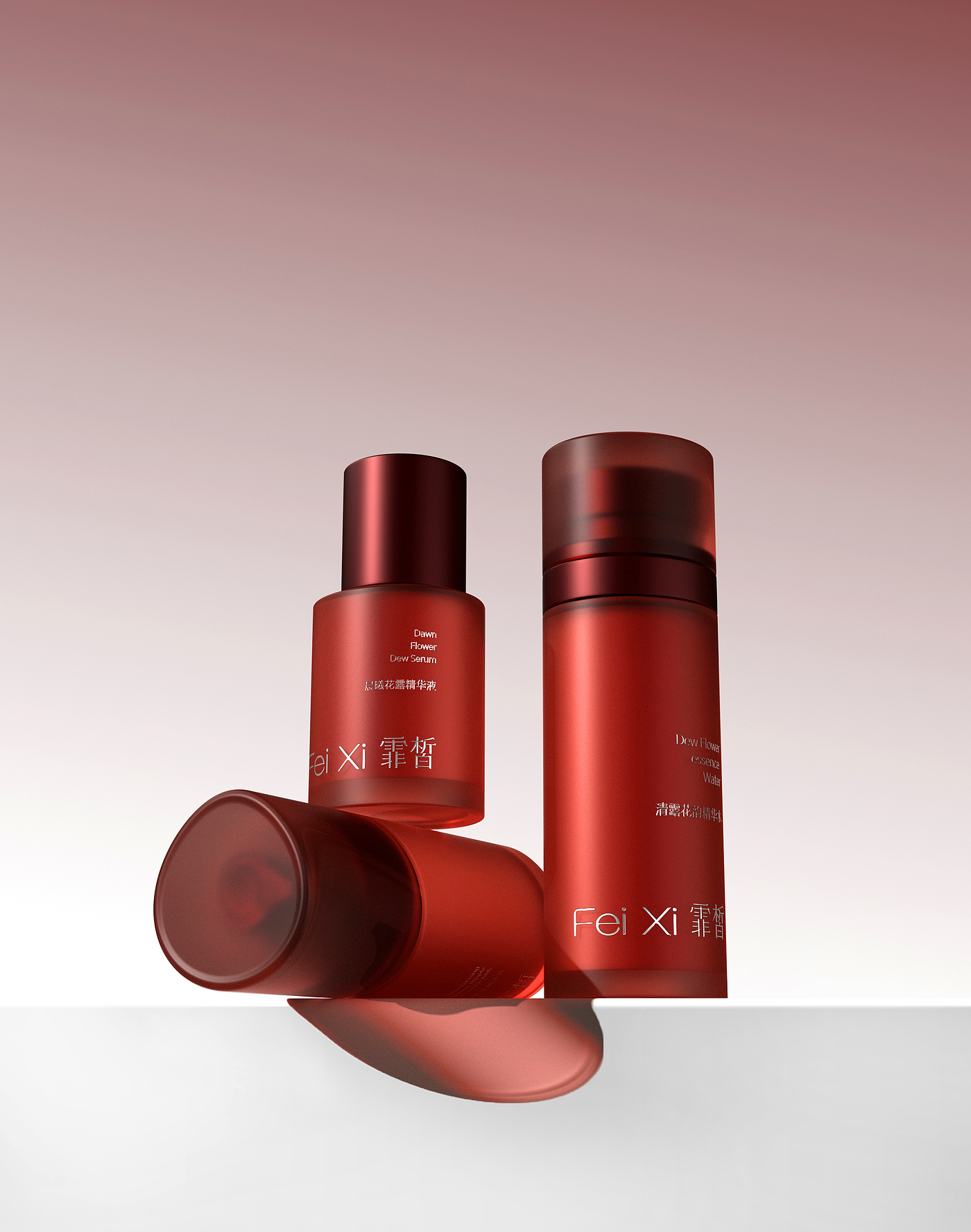 Red beauty brand，packing design，Beauty Bottle Design，