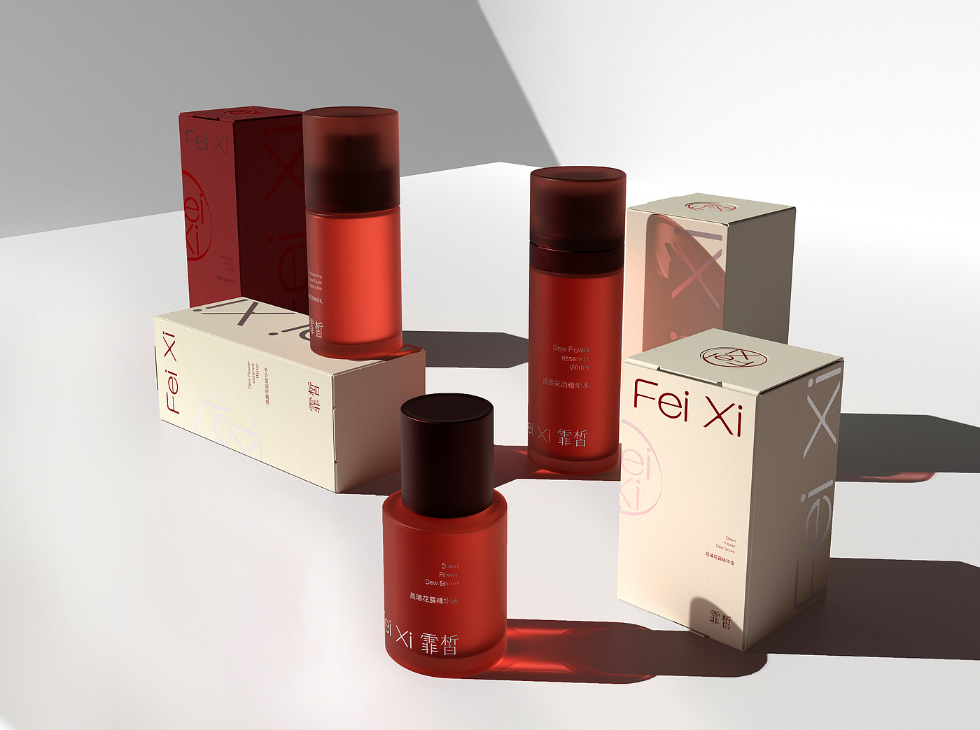 Red beauty brand，packing design，Beauty Bottle Design，