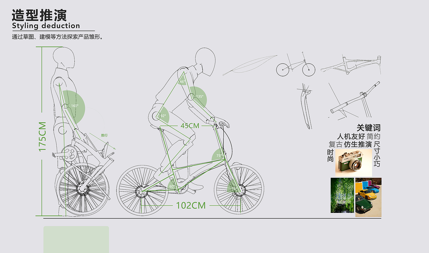 Folding bicycle，Bionics Design ，conceptual design，Willow Leaf，