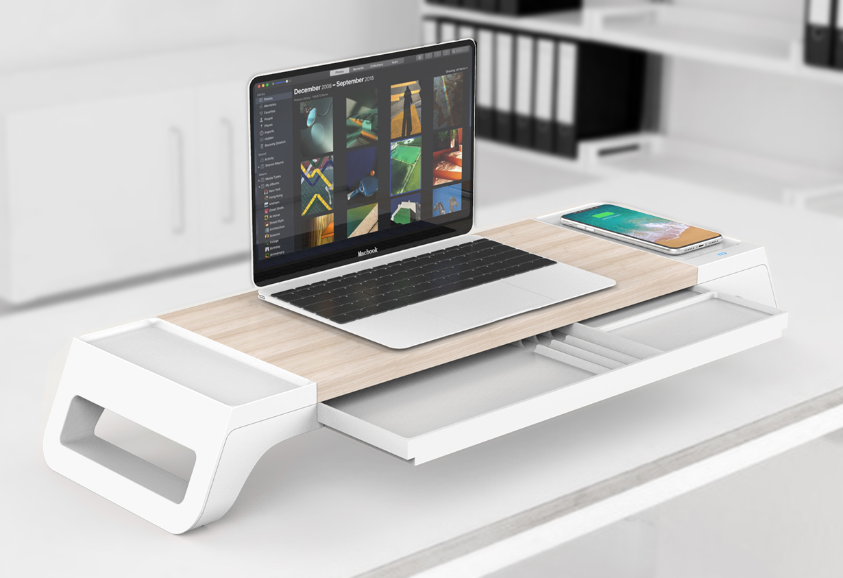 Computer desk bracket with wireless charger，