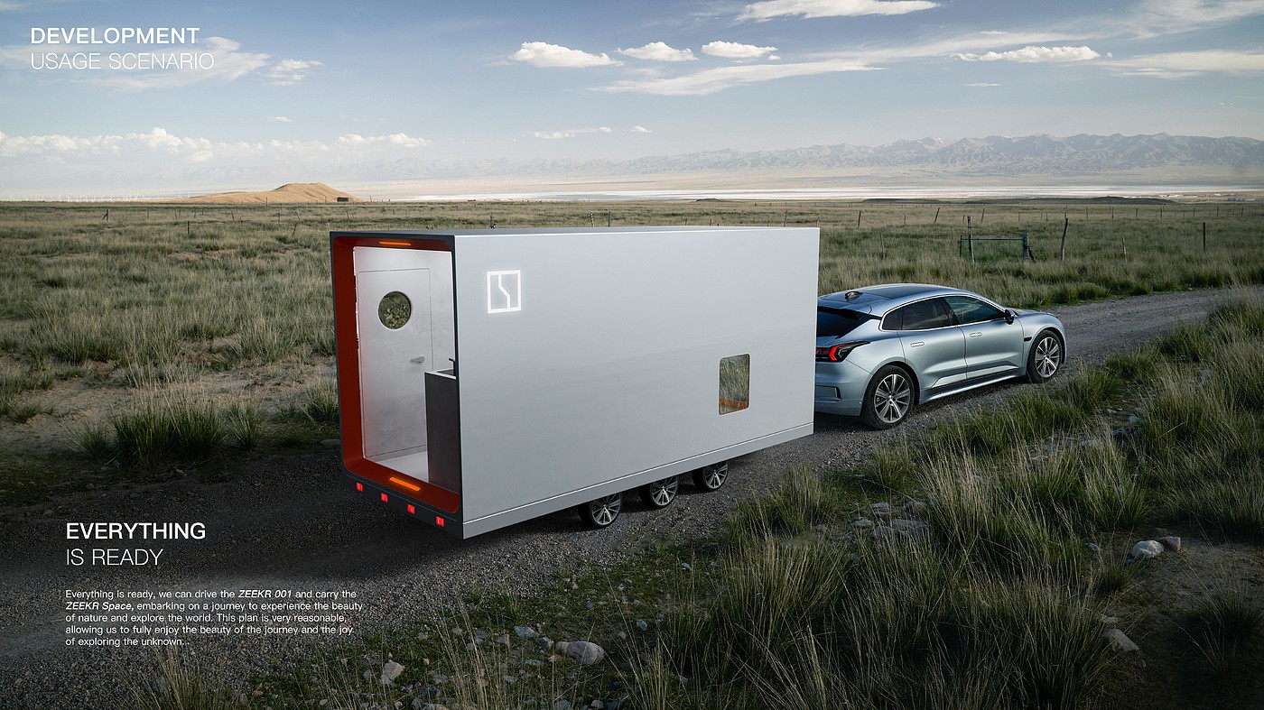 ZEEKR，Outdoor camping，Touring car，Trailer RV，conceptual design，vehicle，