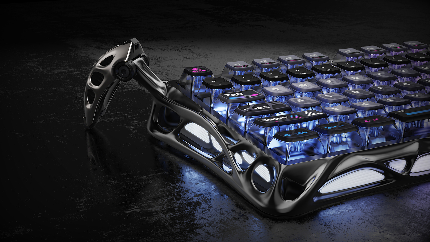 Mecha Tide Play，Skeleton Design，Gaming keyboard，Black Technology，industrial design，sporting facilities，