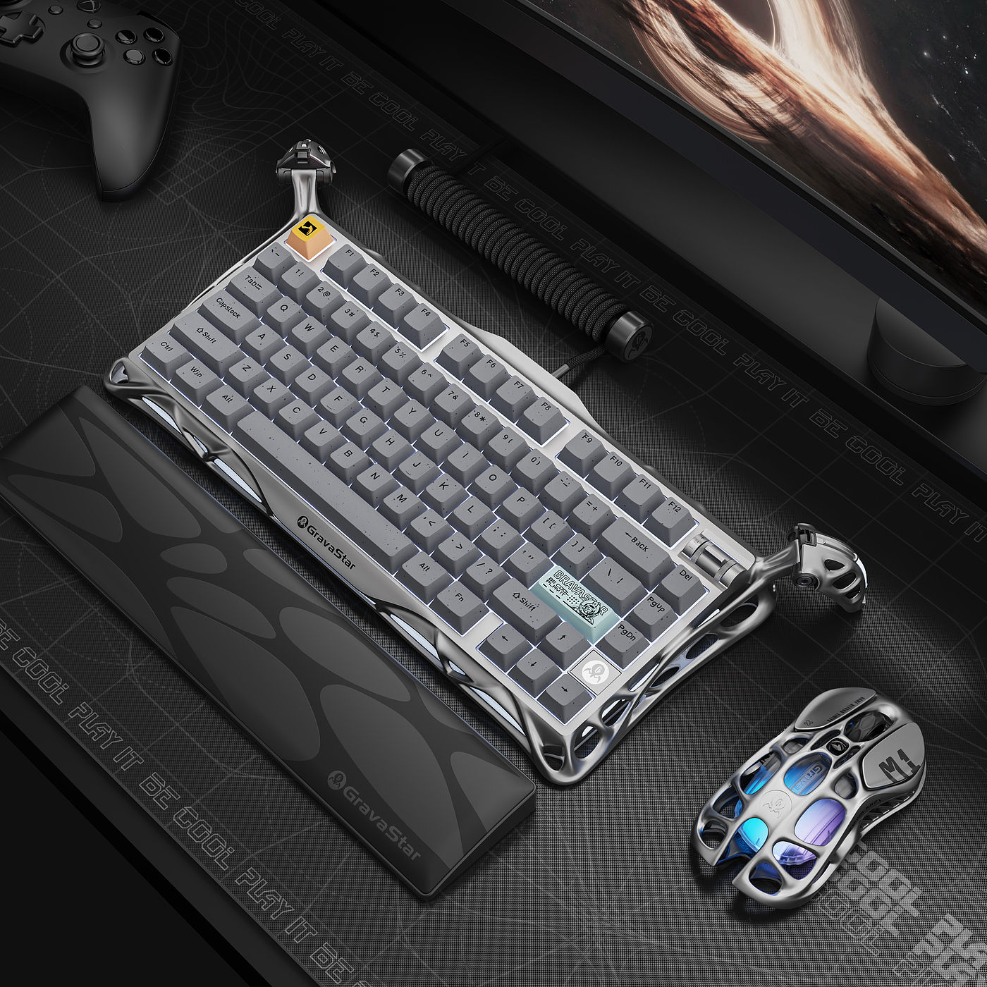 Mecha Tide Play，Skeleton Design，Gaming keyboard，Black Technology，industrial design，sporting facilities，