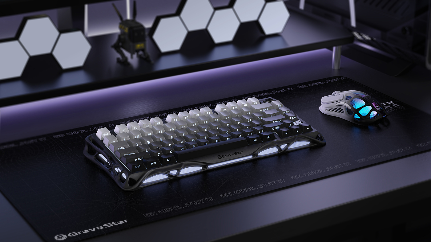 Mecha Tide Play，Skeleton Design，Gaming keyboard，Black Technology，industrial design，sporting facilities，