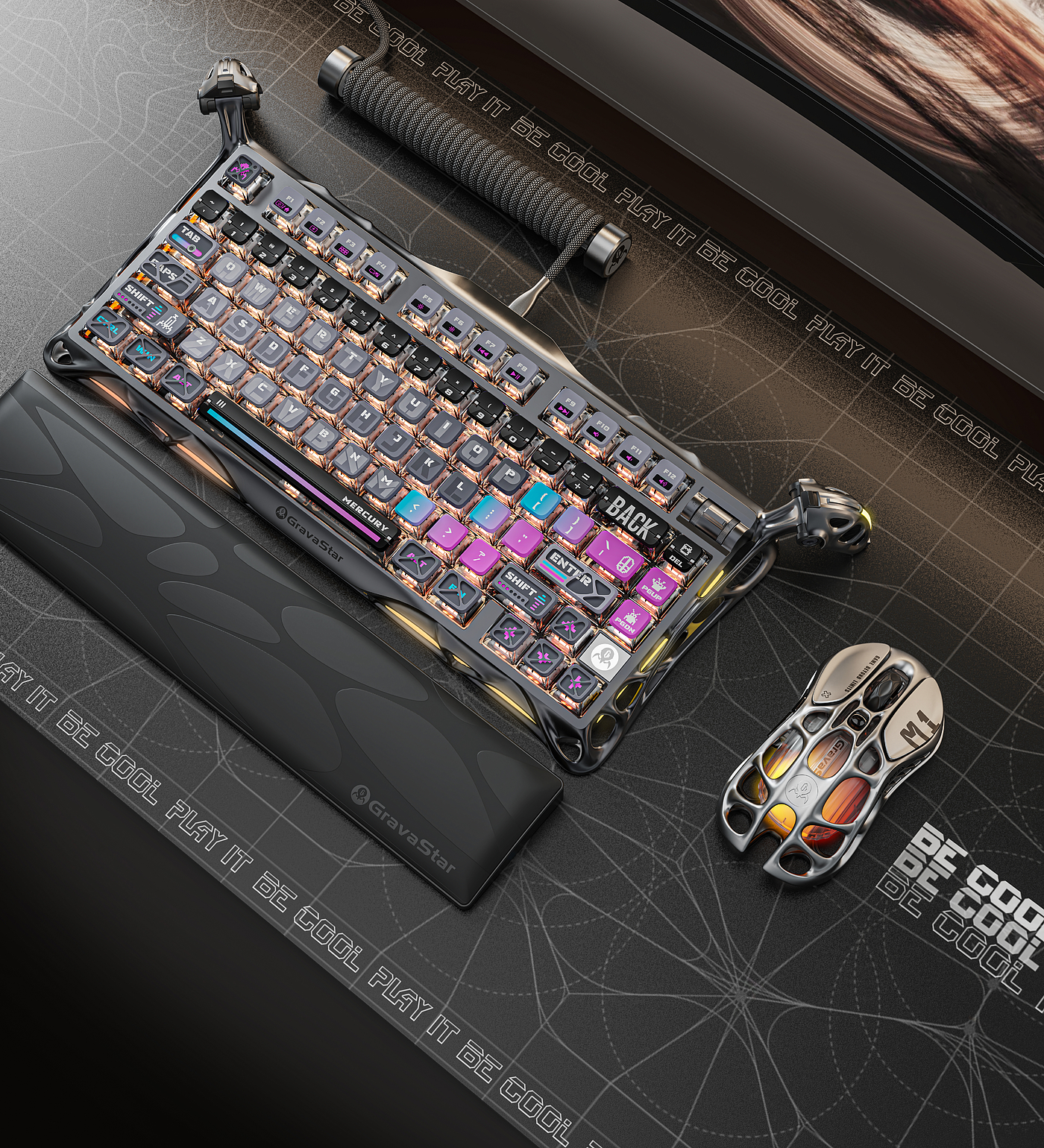 Mecha Tide Play，Skeleton Design，Gaming keyboard，Black Technology，industrial design，sporting facilities，