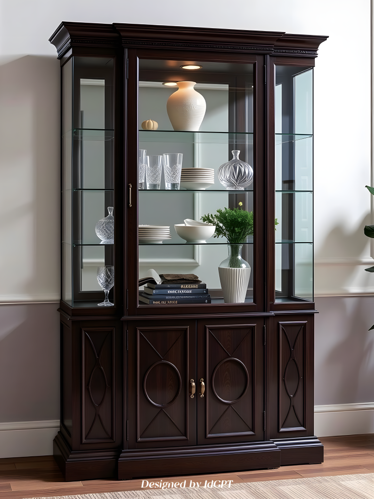 AIGC, AI, furniture home, glass display cabinet，