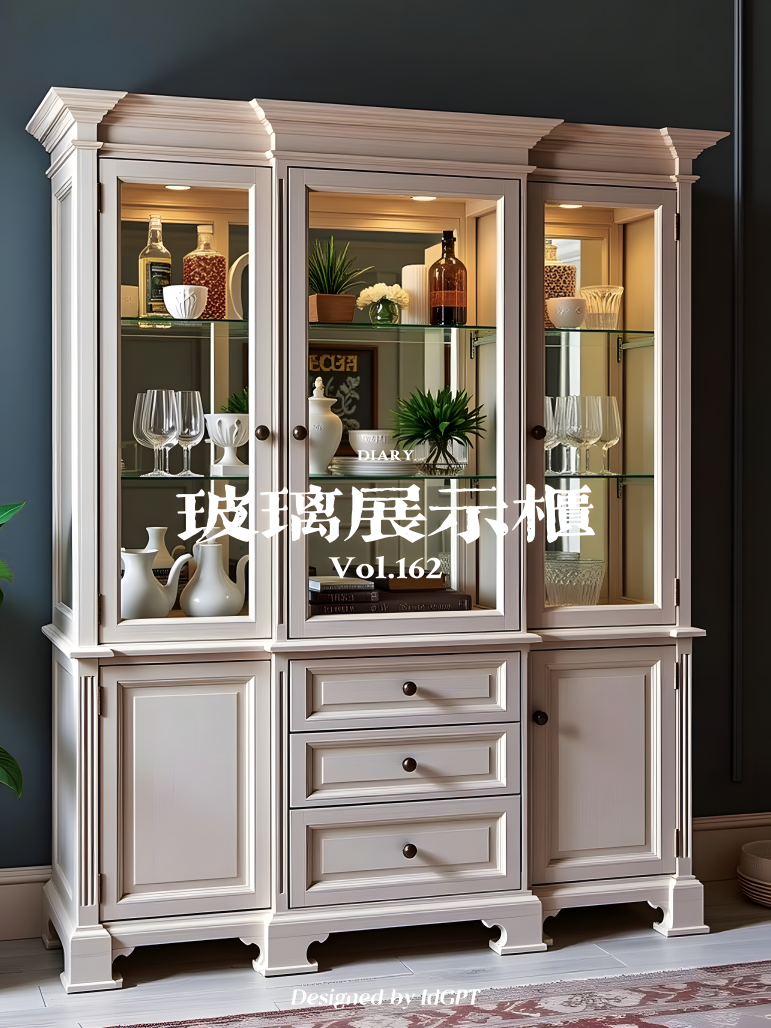 AIGC, AI, furniture home, glass display cabinet，