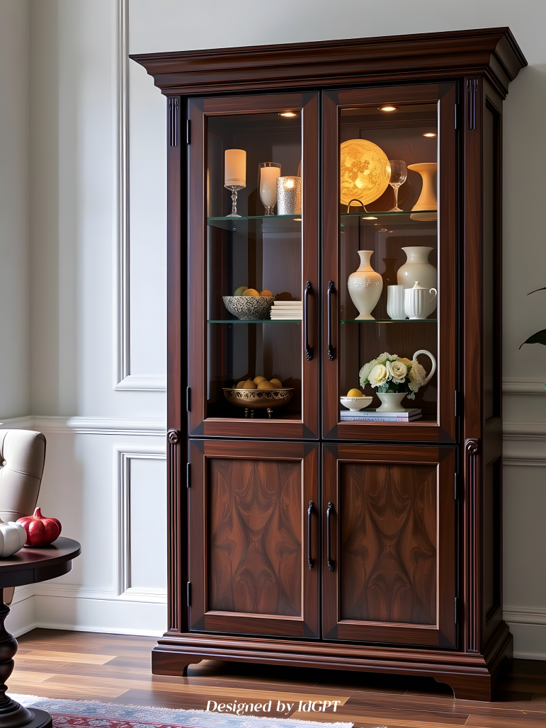 AIGC, AI, furniture home, glass display cabinet，