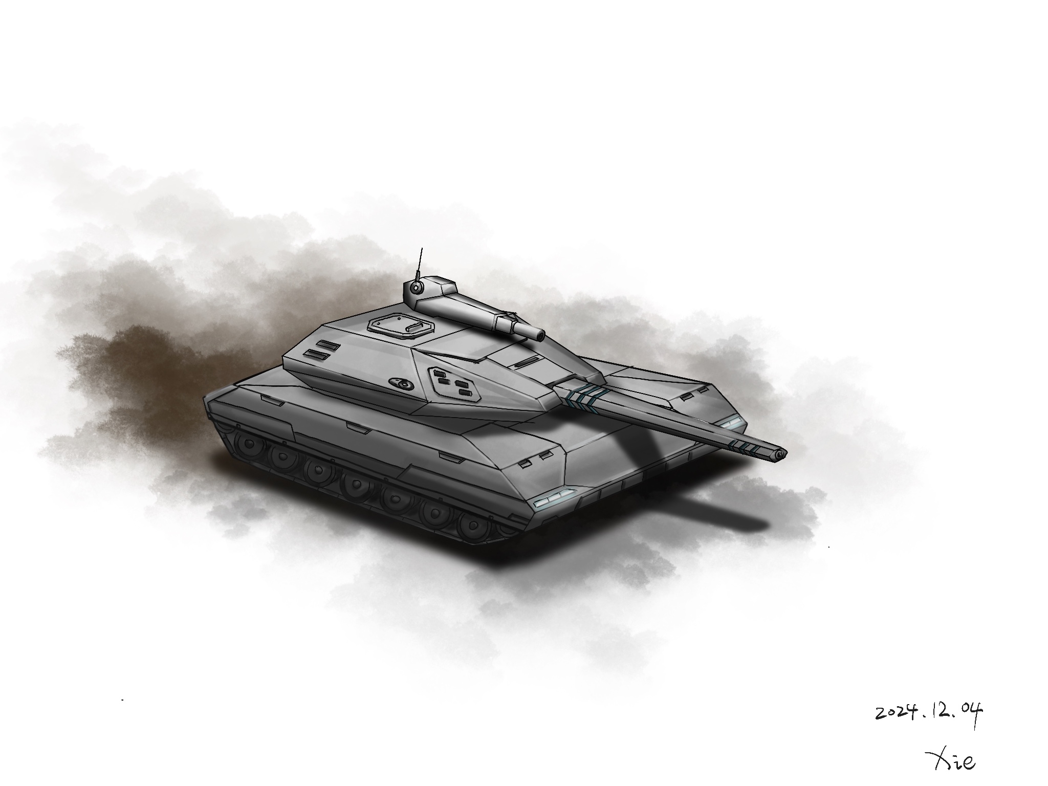 Hand drawn，Tank，science fiction，