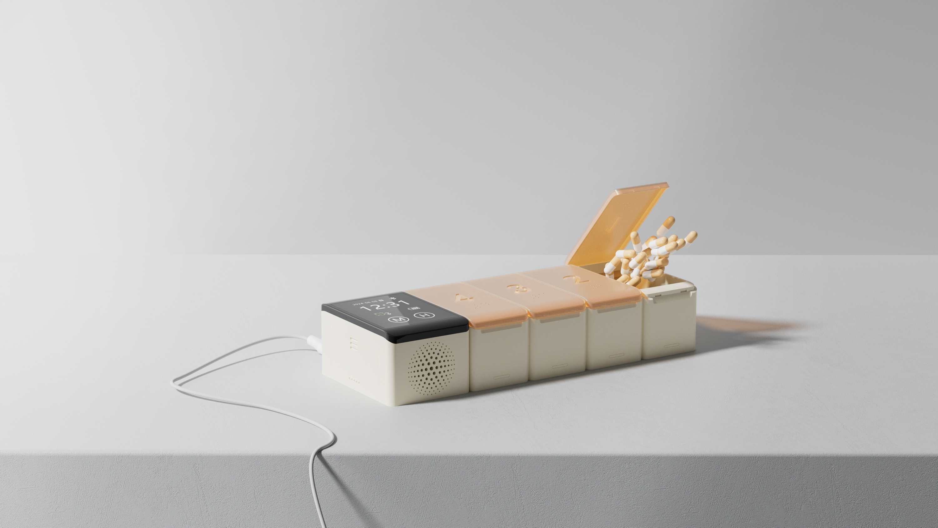 Intelligent medicine box design，Medical product design，Appearance design，Structural design，Electronic development，Prototype of hand board，