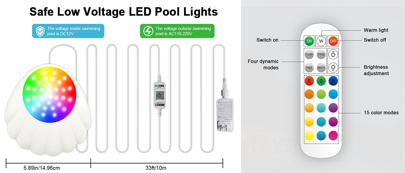 Bluetooth Pool Lights，Swimming pool lamp，Atmosphere lamp，Floor lamp，