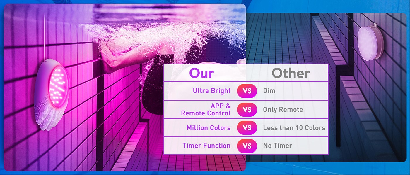 Bluetooth Pool Lights，Swimming pool lamp，Atmosphere lamp，Floor lamp，